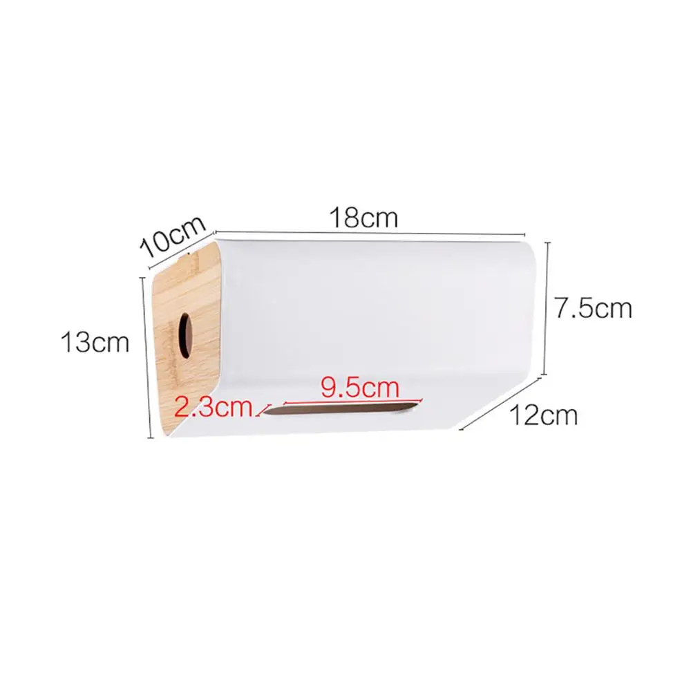 

Wall-Mounted Plastic Napkin Dispenser Storage Box Self Adhesive Tissue Box With Bamboo Covers Home Decorations