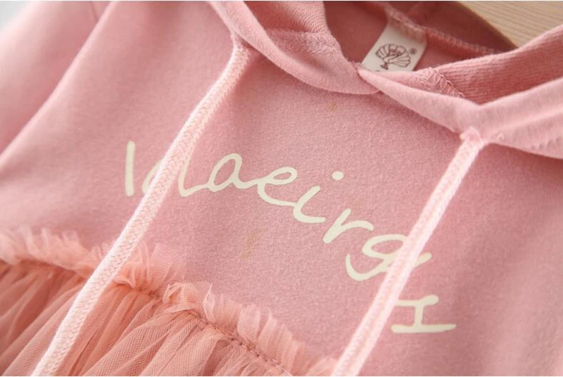 Новое фатиновое платье с капюшоном для маленьких девочек Модная Детская осенняя