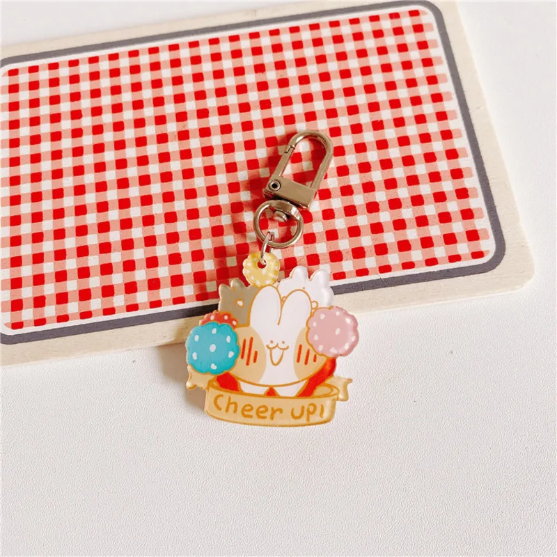 Cartoon Cute Rabbit PVC Keychain Minnie Key Ring Anime Mini Figure Chain Charm Holder Fashion Trinket Kids Gift | Канцтовары для