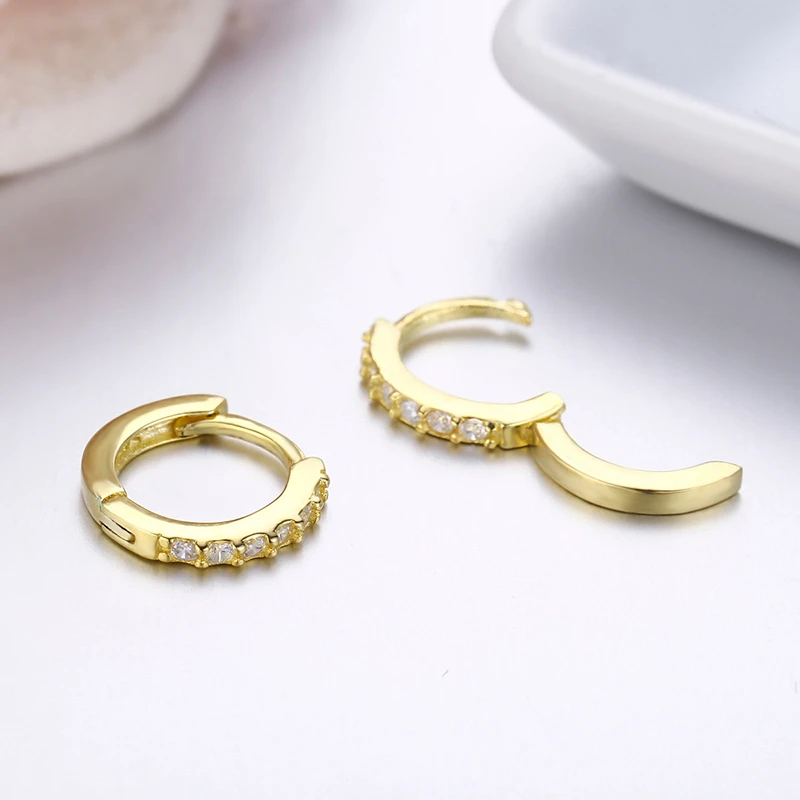 Милые серьги кольца из стерлингового серебра 925 пробы золотистого цвета с