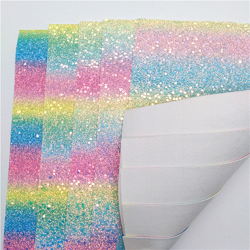 Пастельные цвета радужная блестящая кожа искусственная ткань винил с фетровой