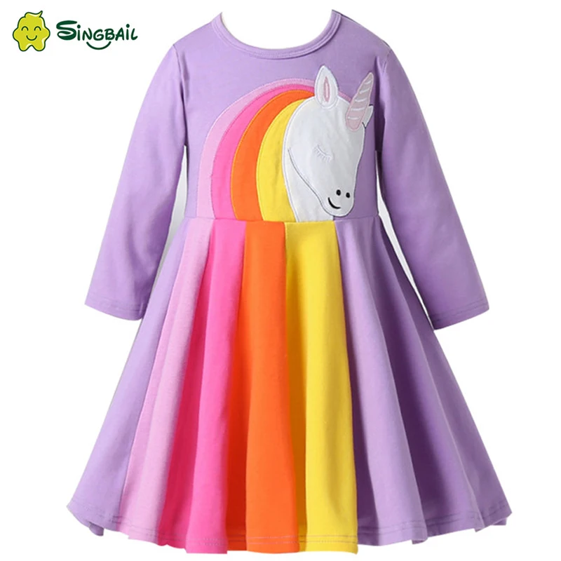 Новинка 2020 года летнее платье с рисунком пони для маленьких девочек фиолетовые