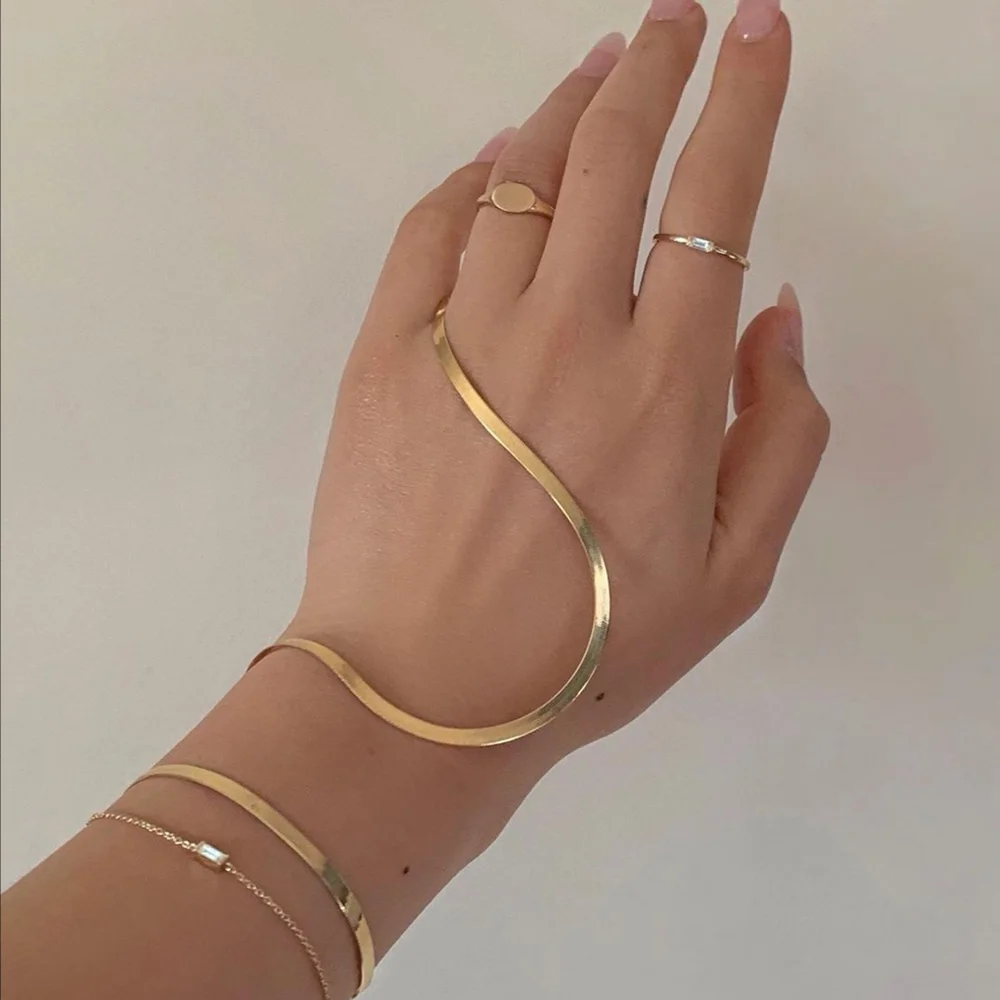 Vogue звездный стиль короткое лезвие змеиная кость 18K Золотые Цепи чокер ожерелья