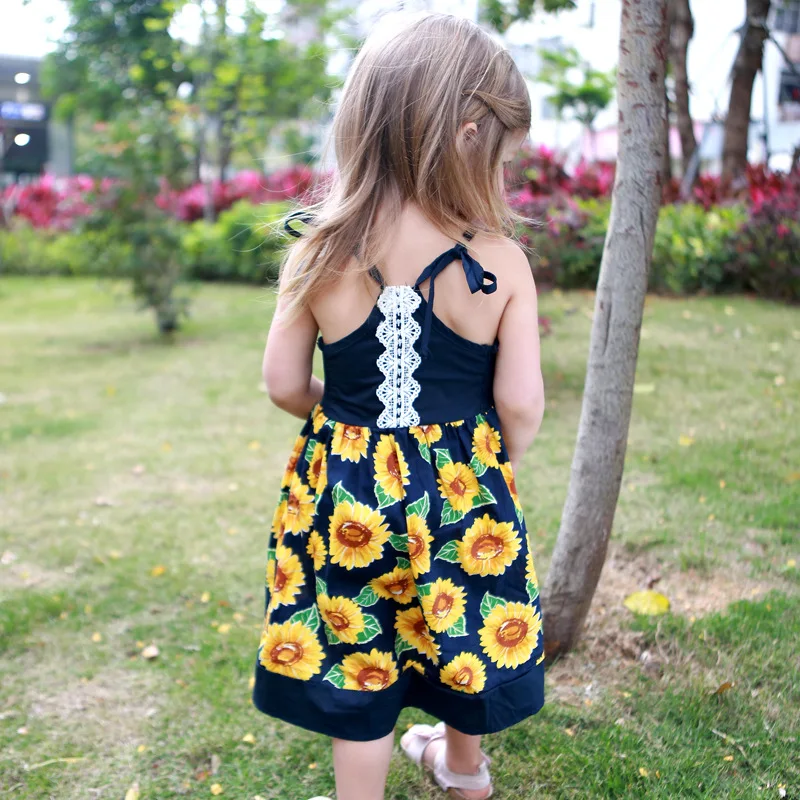 

EACHIN Girls Dresses Summer Baby Kids Girls Sleeveless Flower Print Trumpet Dress Cotton and Linen A-line Dress Princess Dresses