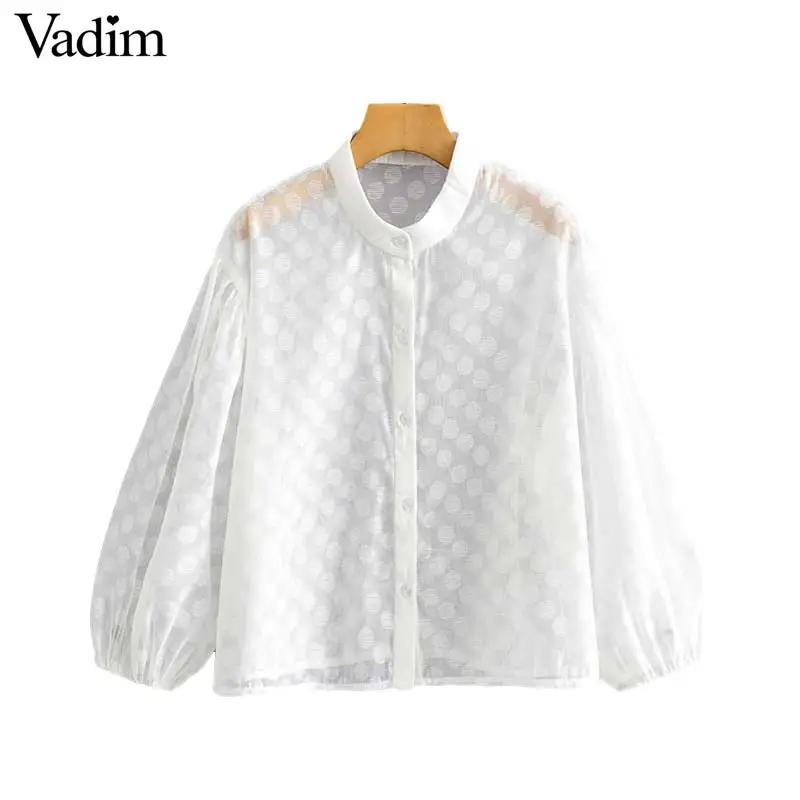 Женское элегантное платье vadim дизайнерская блузка в горошек прозрачные рукава