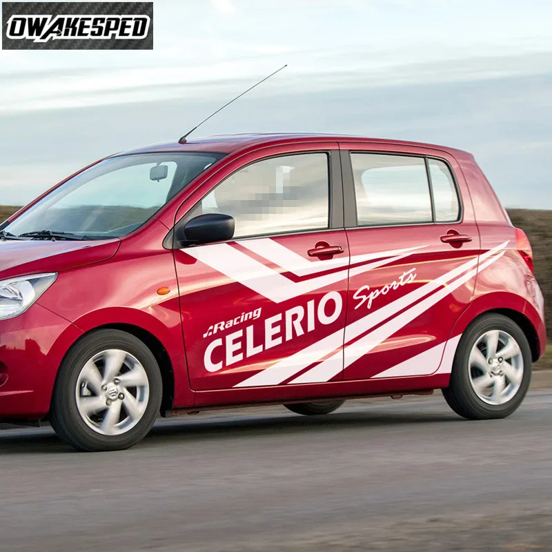 

For-Suzuki CELERIO Car Styling Auto Door DIY Vinyl Decals 1set Both Side Body Decor Stickers Racing Stripes Sport