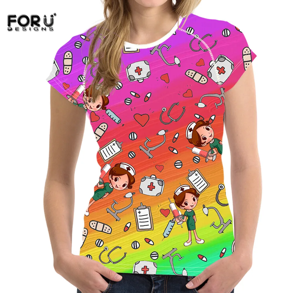 

Футболка женская с круглым вырезом и рукавом шорты с принтами