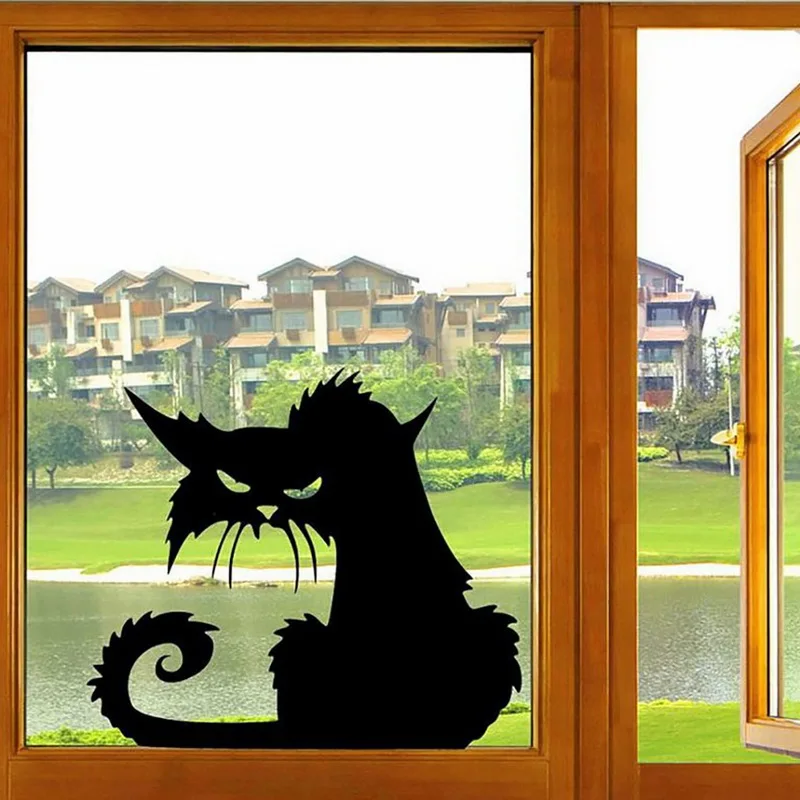 Съемная креативная 3D мультяшная кошка наклейка с ужасами черные наклейки котом