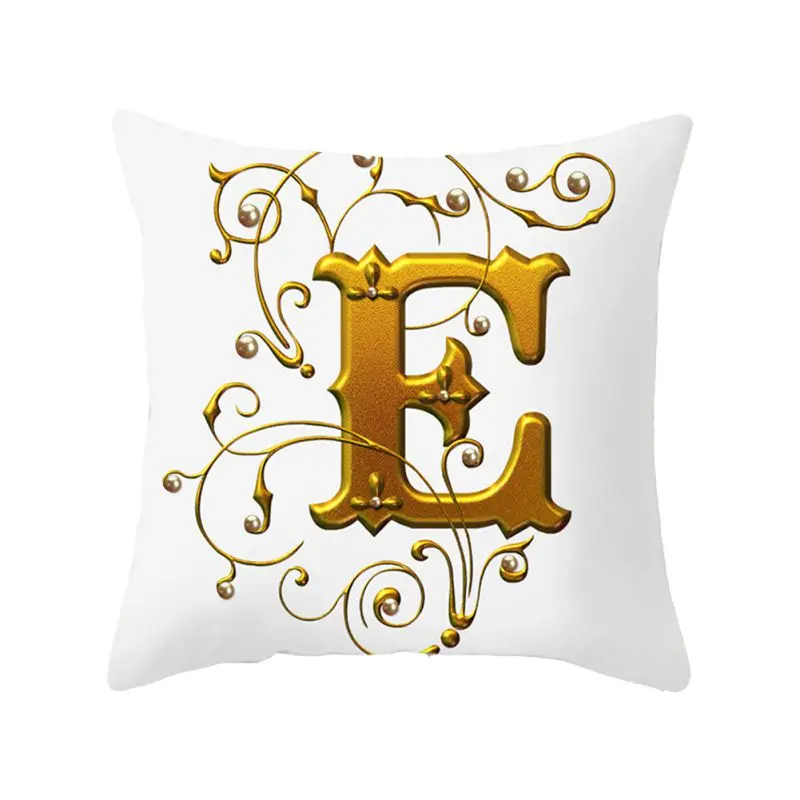

Golden Letter Sofa Cushion Cover Peach Skin Soft Comfortable Sofa Cushion Cover Home Decoration Daily Necessities