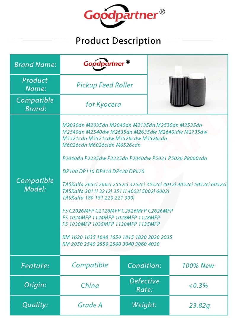 5X 3BR07040 36211110 ADF пикап подающий ролик для Kyocera M2030 M2035 M2040 M2135 M2235 M2530 M2535 M2540 M2635 M2640 M2735