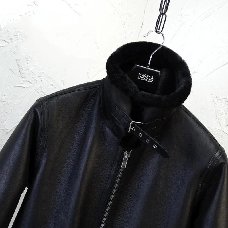 

Men 2020 Black Military Style B3 Bomber Shearling Coat Plus Size XXXL Genuine Sheepskin Russian Winter Thick Warm Aviator Jacket