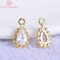 10pcs 9x5mm 24k gold color white zircon brass drop shape charms pendants high quality diy jewelry findings accessories