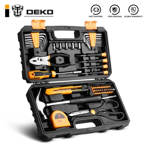 DEKO 62 шт., профессиональный набор инструментов для ремонта автомобиля, гаечный ключ с трещоткой, отвертка, розетка, механические инструменты, набор с коробкой для выдувания