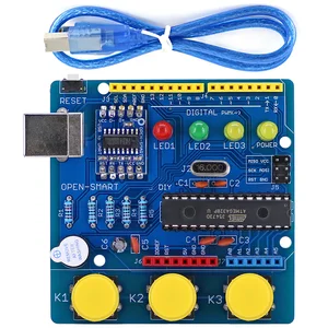 Модуль макетной платы OPEN-SMART Blue ATmega328P, драйвер CH340 со светодиодной кнопкой зуммера + USB-кабель, совместимый с Arduino