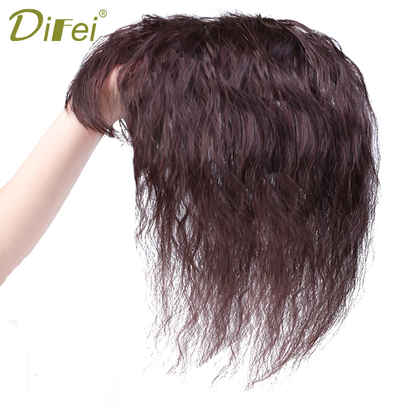 DIFEI  Synthetic wave curly Hair Clip Closure Corn beard Natural Color Closure with Bangs for Women Clip in Hairpieces