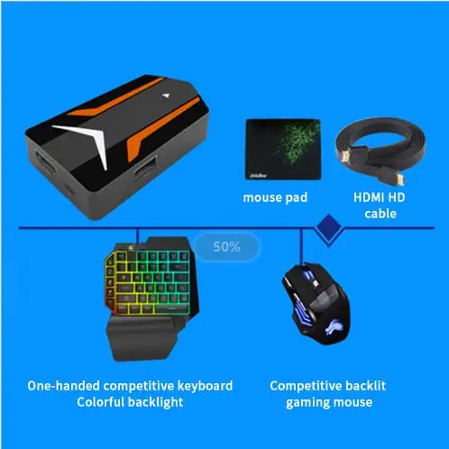 Черный MiraScreen Mobile Game Keyboard Mouse Converter, Cast the Mobile Phone Screen to a Big Screen and Turn Into a Gaming Console - Цвет: Черный