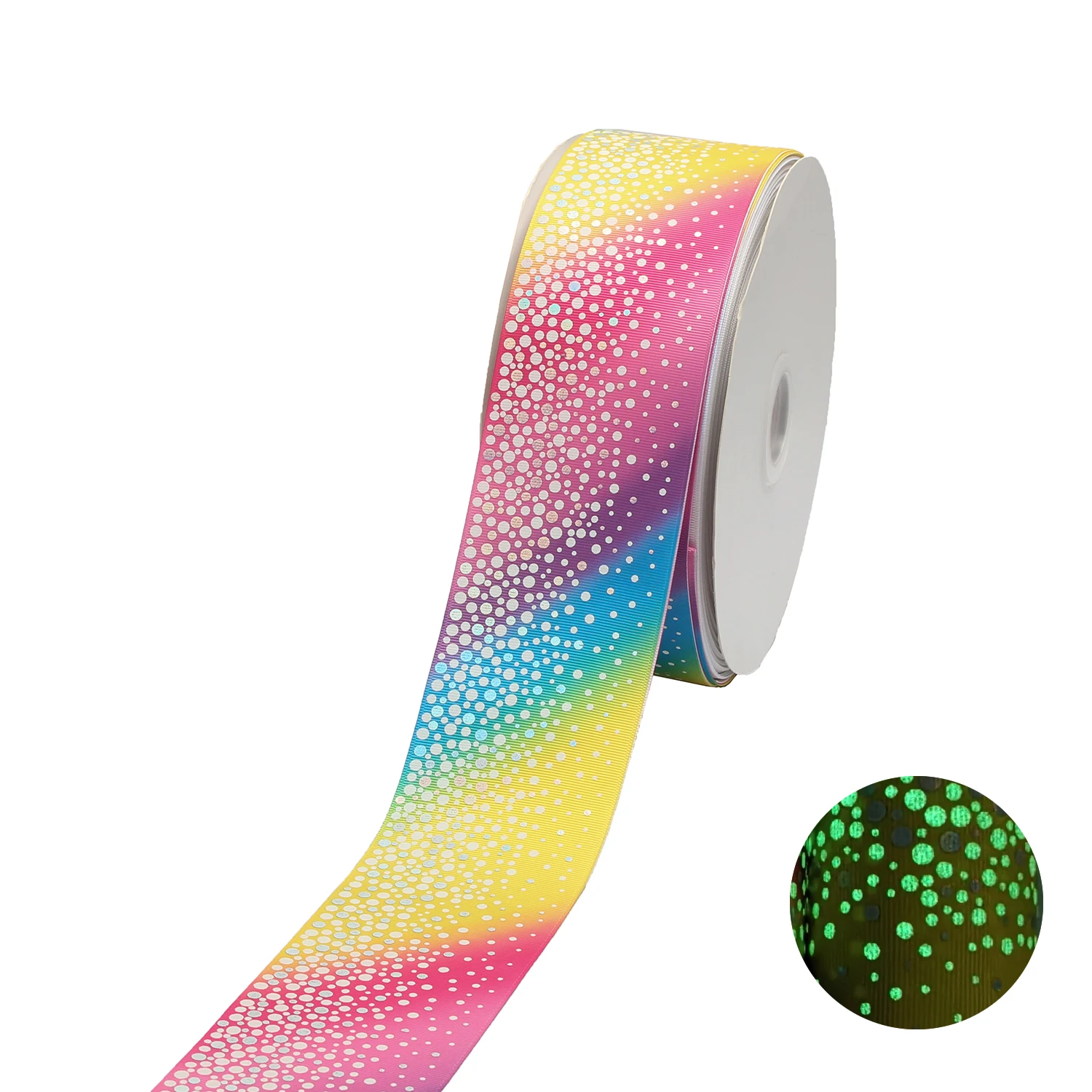 19YG-4, ''75 мм новые флуоресцентные маленькие точки с принтом корсажные ленты, 2 ярдов DIY головной убор ручной работы Подарочная обертка