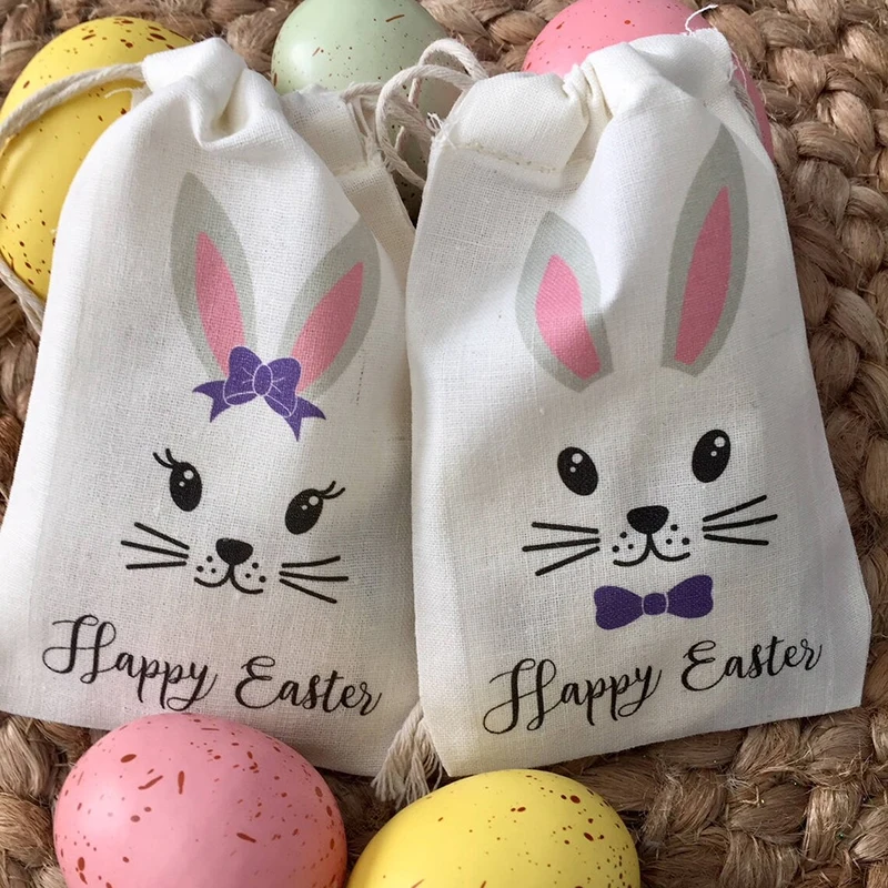 

5pcs Bunny rabbit candy chocolate gift present Treat bags egg hunt kid boy girl first 1st happy Easter party decoration favor