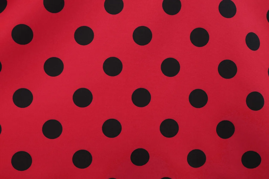 Женское вечернее платье в горошек с круглым вырезом стиле ретро Черное мини