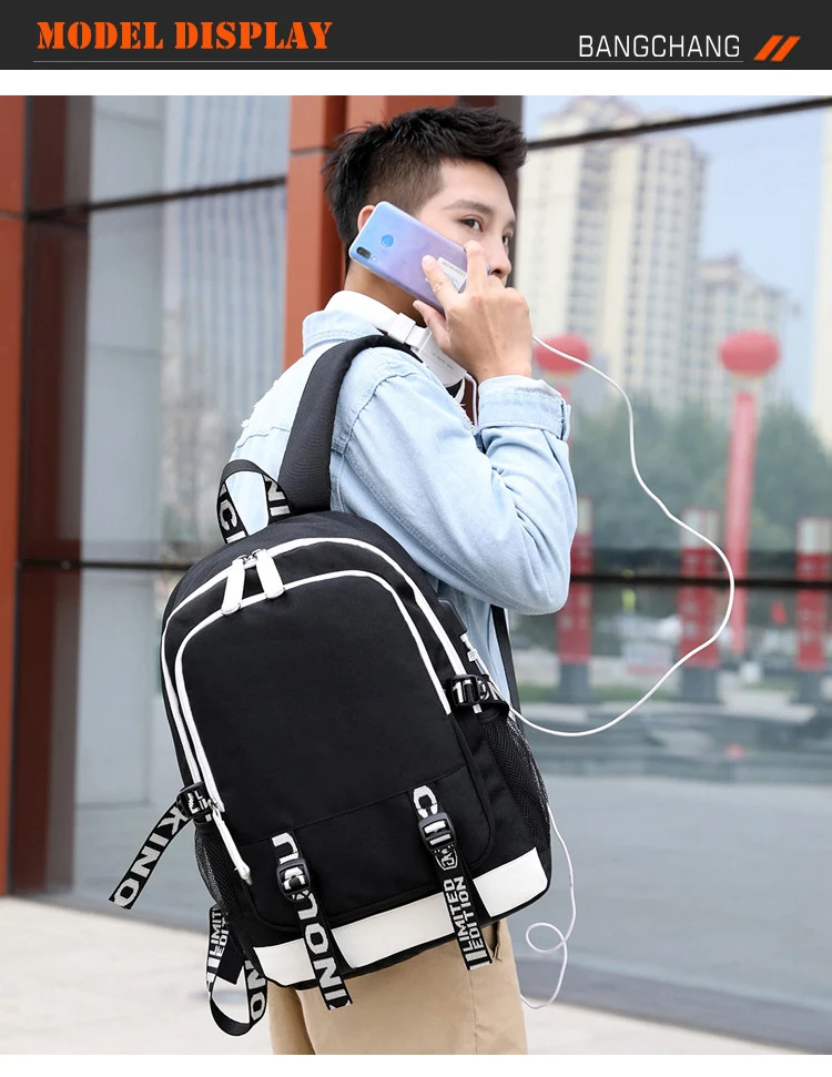 Naruto Backpack for Boys Girls School Bag with Usb Charging Printing Sharingan Logo Student Laptop Travel Backpack for Men