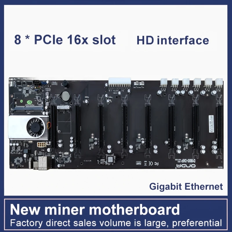 

BTC-D1800 Miner Motherboard CPU Set Expandable Port 8 GPU Slot for DDR3 Memory 8 x PCIE16X SATA3.0 mSATA2.0 55mm Spacing