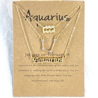 3pcs 12 constellation zodiac layer necklace for women zircon necklaces letter pendant for lover couple party jewelry gifts