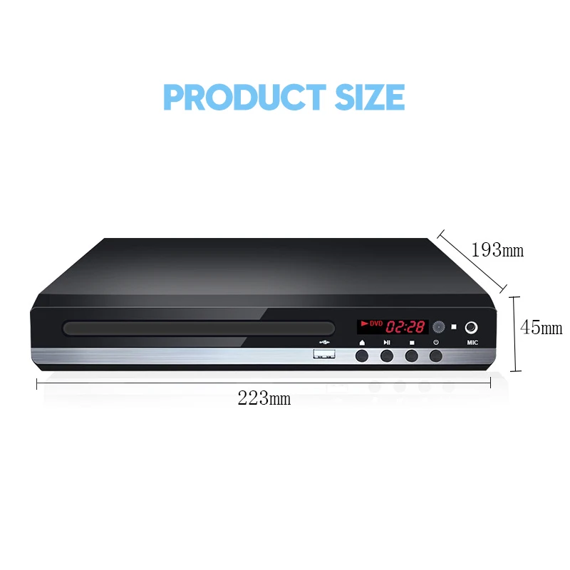 

Home Full HD 1080P DVD Player Multimedia Digital TV Disc Player Support DVD CD MP3 MP4 RW VCD