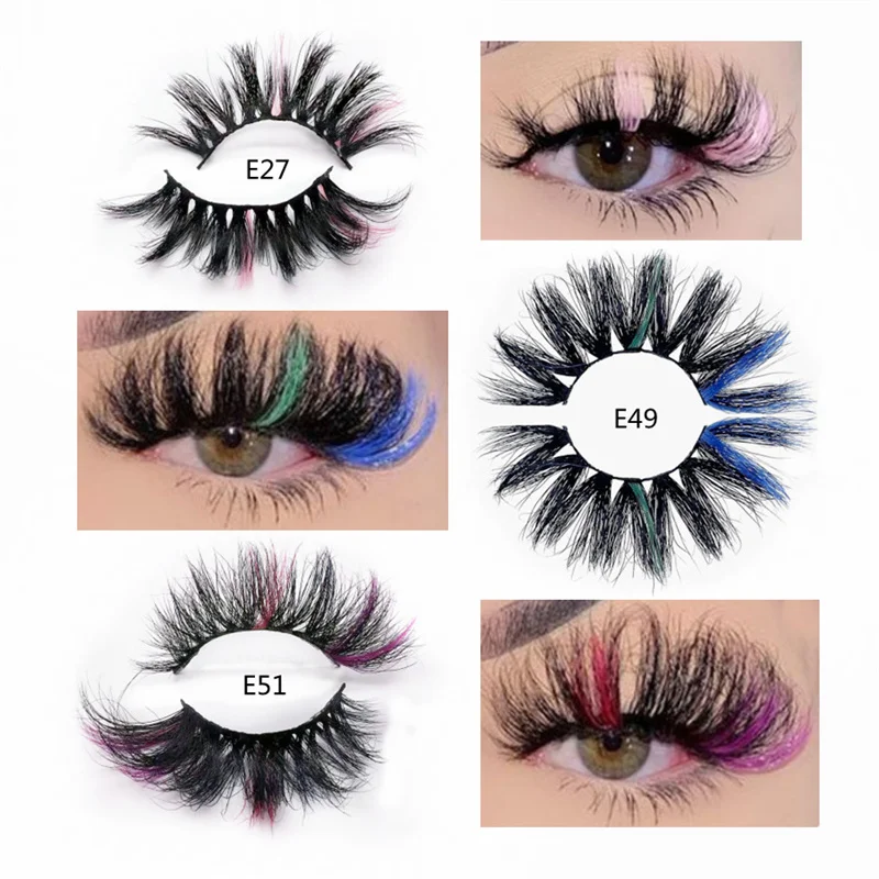 

Rainbow Pink Blue Mink Eyelashes Colored Lashes Thick Fluffly Soft False Eyelashes 3D Color False Lashes Natural Long Colorful