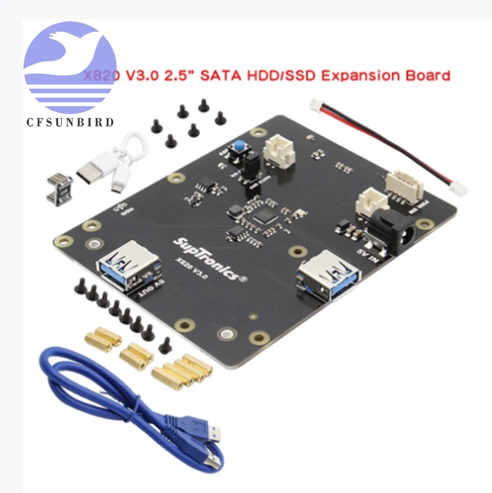 Raspberry Pi X820 V3.0 SSD и HDD SATA плата с комплектом металлических чехлов + Корпус