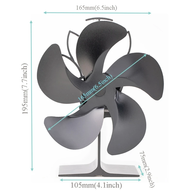 

5 Blades Quiet Home Fireplace Fan Efficient Heat Distribution Eco Friendly
