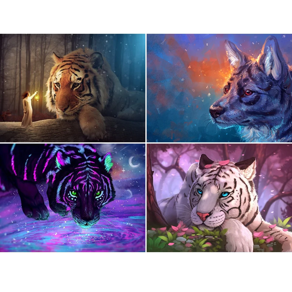 

5D DIY Diamond Painting Animal Tiger Kit Full Drill Square Embroidery Diamond Mosaic Art Picture Crystal Crafts Home Decor Gift