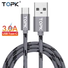TOPK оригинальный 1M 2m USB Type C кабель передачи данных и зарядки Type-C USB для Xiaomi 4C  OnePlus 2  Nokia N1  MacBookd