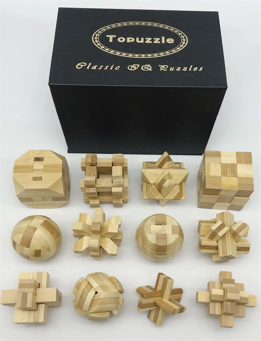 

Set Van 12 Stuks Iq Educatief Bamboe Braam Puzzel Grijpende Mind Brain Teaser Puzzels Game Gift Voor Volwassenen Kinderen