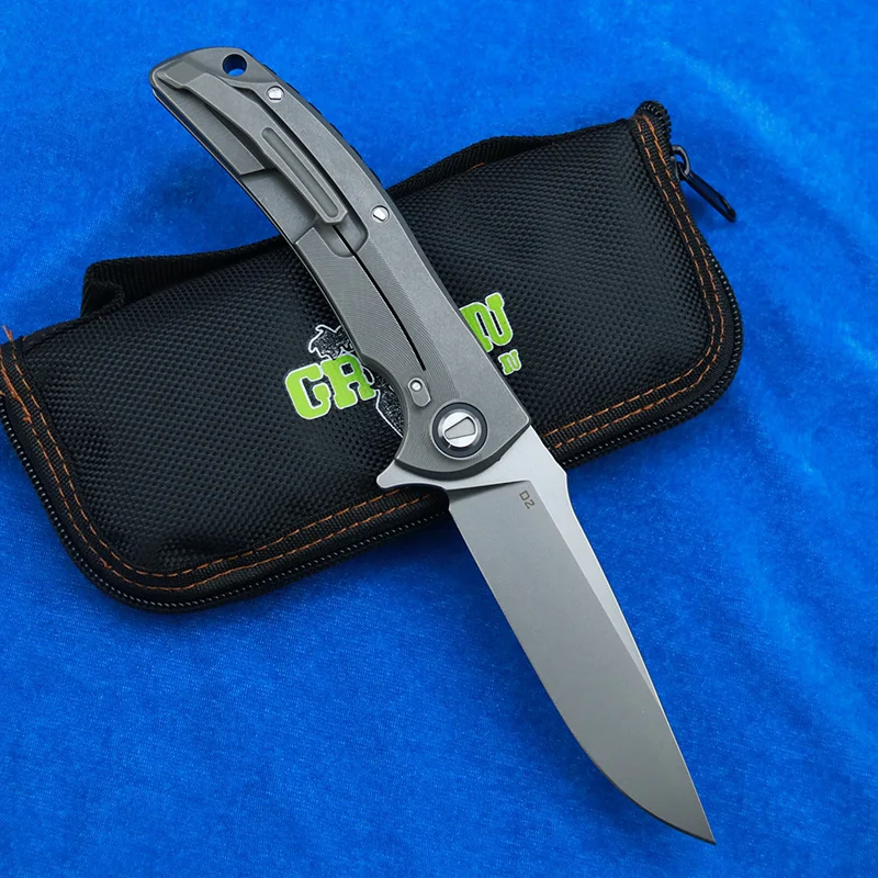 Нож с быстрооткрытым лезвием Green thorn overkill fin лезвие D2 ручка из титанового сплава