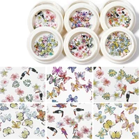 50pcs professional flower butterfly wood pulp nail sticker colorful nail art decoration diy manicure decals