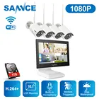 SANNCE 4CH NVR Беспроводной наблюдения 1080P безопасности Камера Системы 10,1 дюймов ЖК-дисплей Экран Ночное видение 2MP IP Камера с 1 ТБ