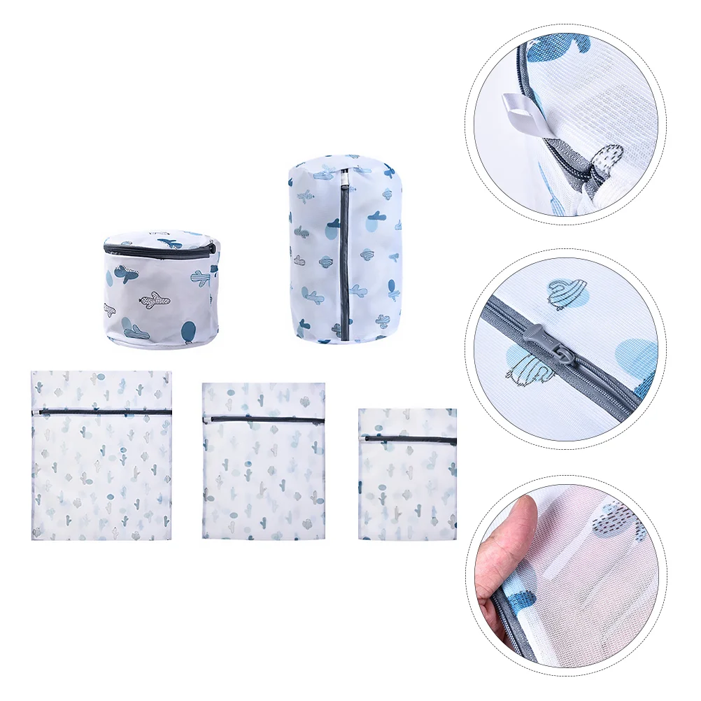 

5pcs Zippered Mesh Laundry Bag Honeycomb Net Washing Bag Garment Washing Bag