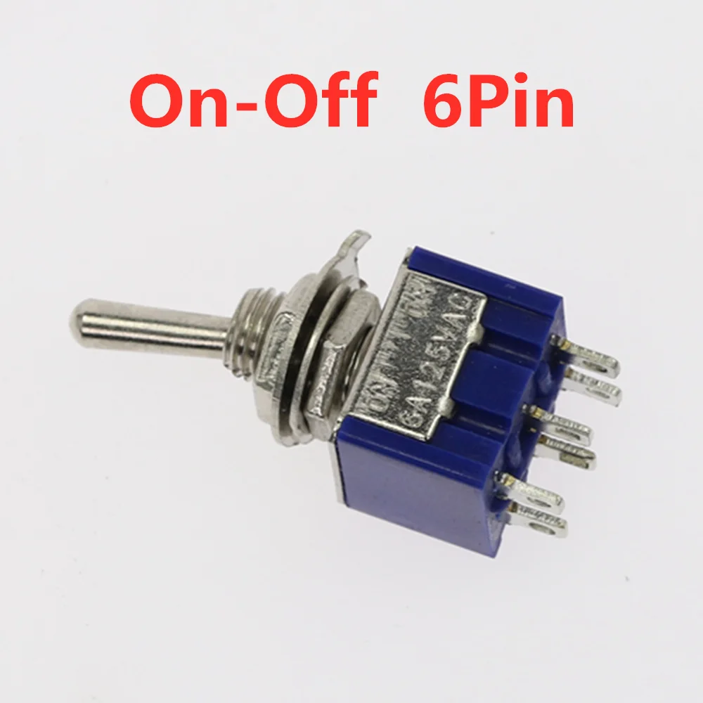 5 шт. тумблер ВКЛ-ВЫКЛ/ВКЛ-ВЫКЛ-ВКЛ 3/6 Pin 2/3 положение защелкивание mts-102 103 202 AC 125 V/6A 250 V/3A кнопка включения автомобиля - Цвет: 202