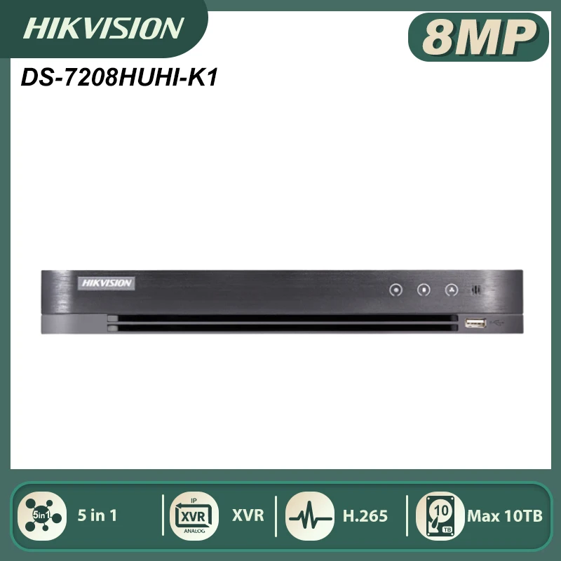

Hikvision Original DS-7208HUHI-K1 8-ch Max 8MP 1U H.265 DVR 5 in 1 for HDTVI/HDCVI/AHD/CVBS/IPC Analog Camera