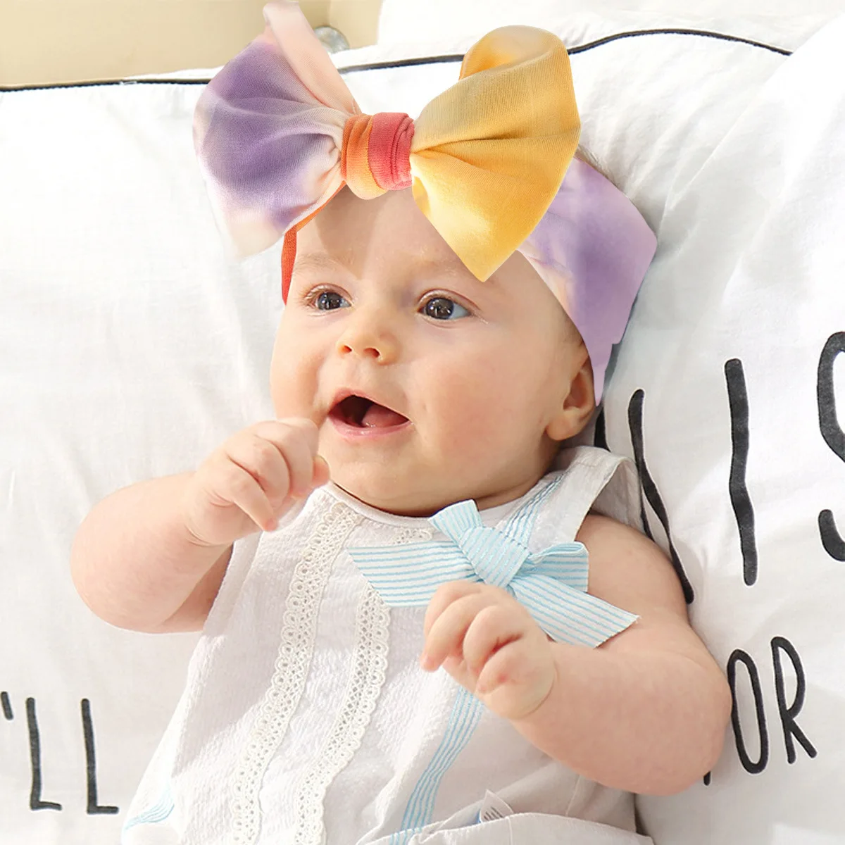 

New Kawaii Accessories Tie-dye Mommy Baby Headband Cute Big Bow Baby Girl Hair Accessories Elastic Headbands For Kids Girls