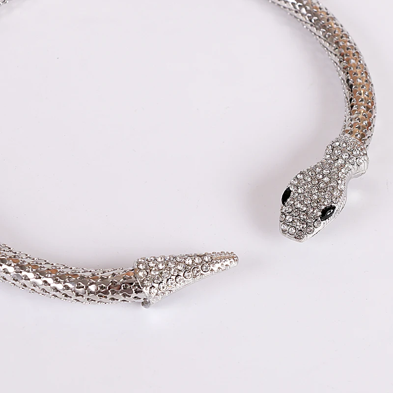 Позолоченное и посеребренное ожерелье-змейка Колье женское колье Femme Bijoux Black Gun короткое колье, цепочка с кристаллами