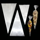 50 шт. прозрачные треугольные формы с галстуками ОПП пластиковые целлофановые пакеты подарки сумка для конфет мешочек с кроличьими ушками упаковка для ювелирных изделий