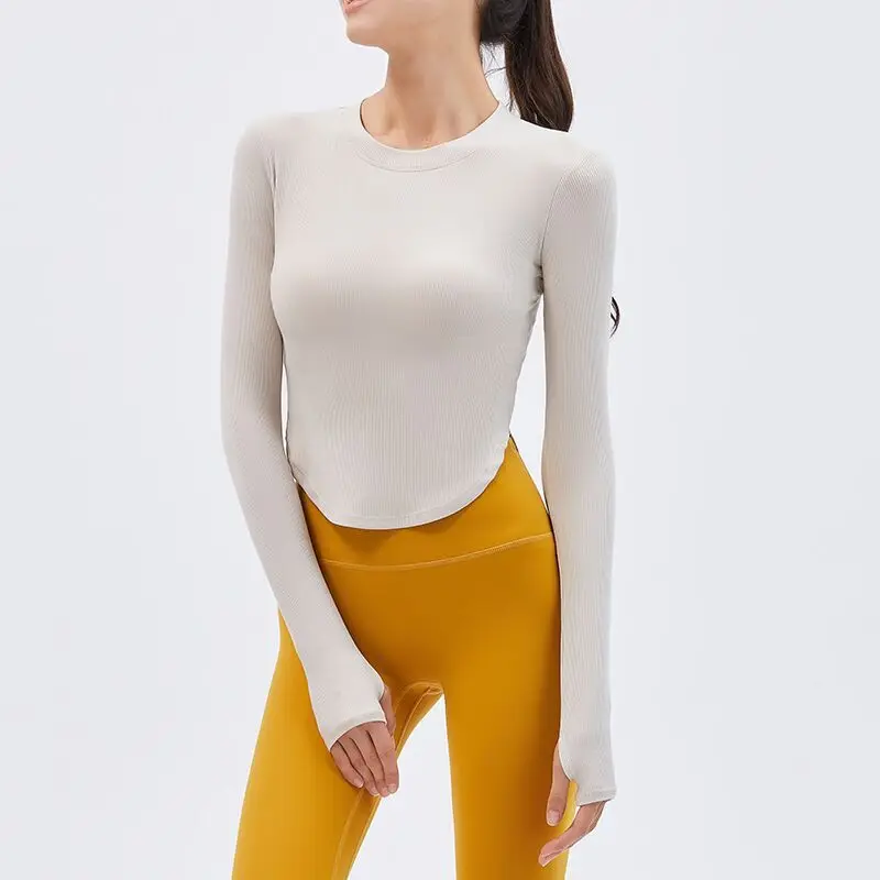 

2022 New Yoga Tops Long Sleeve Sport Workout Tops For Women Fitness Gym Crop Tops Athletic Gym Shirt Women Running Sportswear