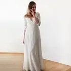 Кружевное свадебное платье-трапеция с V-образным вырезом и рукавом 2021
