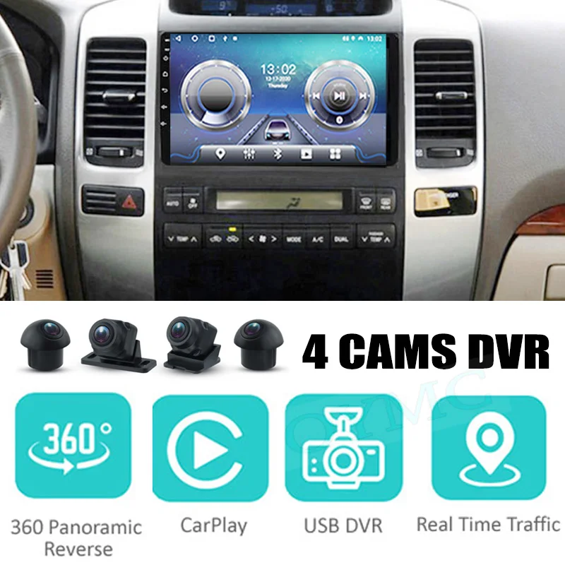

Для TOYOTA Prado LC120 2002 ~ 2009 автомобильная аудио-навигация стерео Carplay DVR 360 Birdview около 4G Android системы