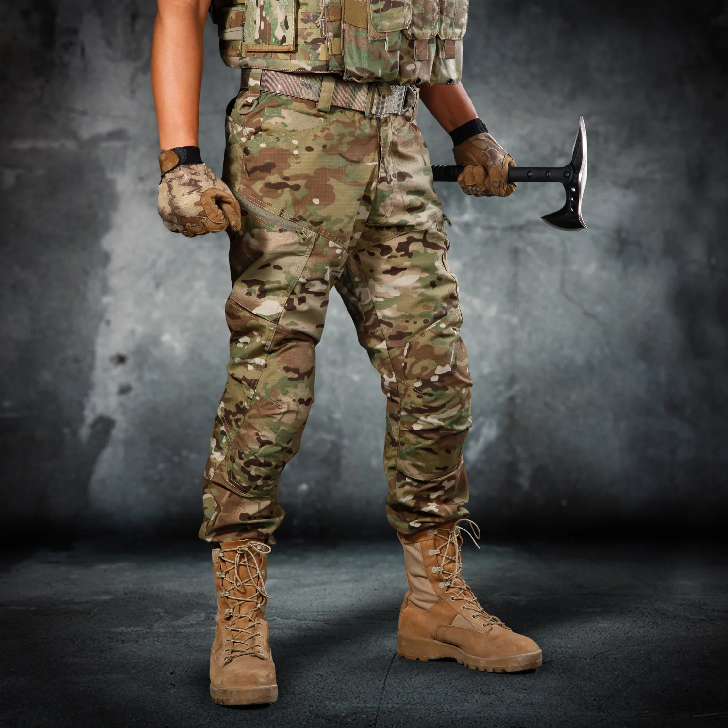 Армейский веер камуфляж тактические брюки с наколенниками Открытый