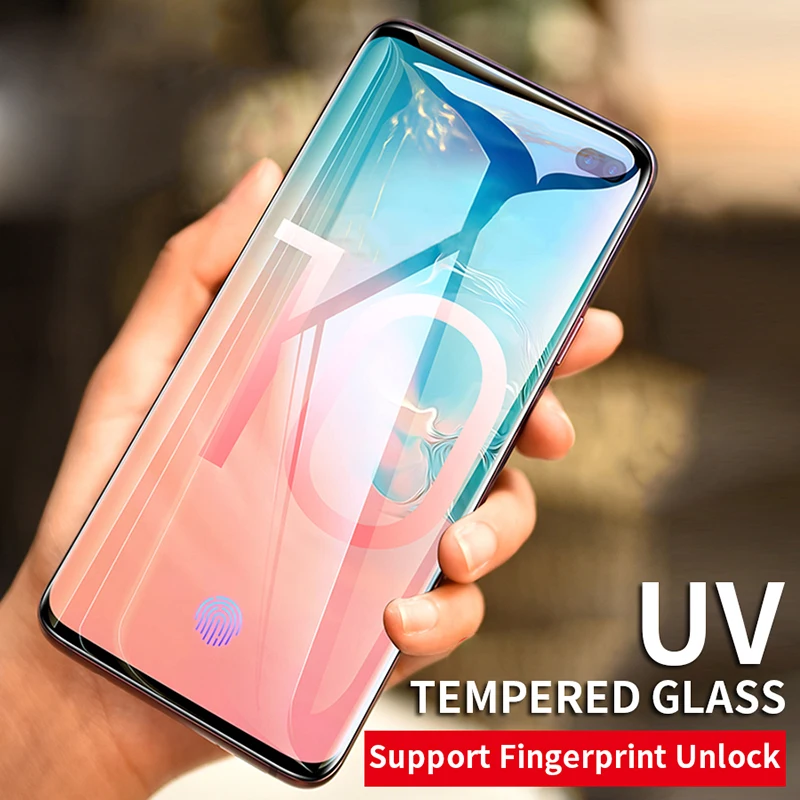 Нано-жидкое полное клеевое УФ закаленное стекло для Samsung Galaxy S10 S9 S8 Plus Note 9 8 S10e