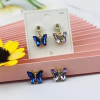 10pcsbag crystal glass butterfly charms shiny chic fashion jewelry accessories insect ab rhinestones gem earrings charms craft