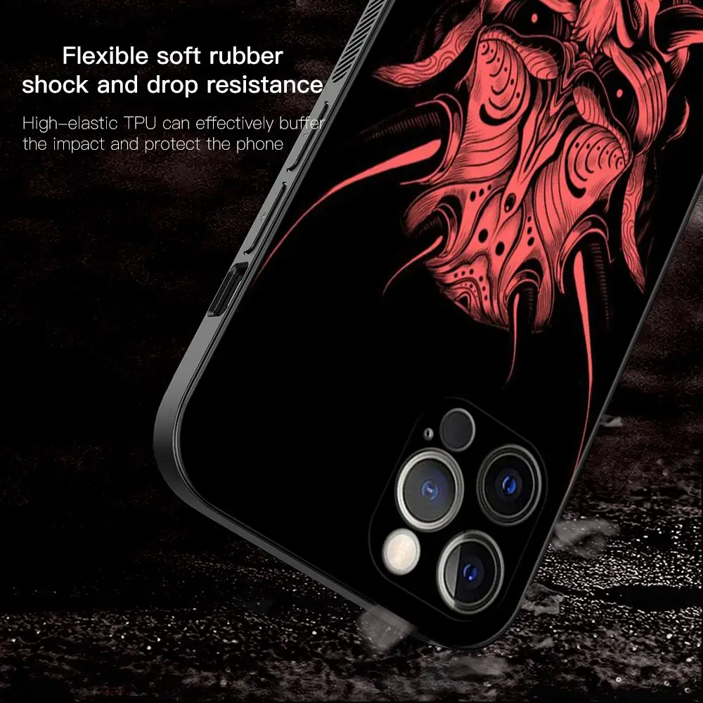 Samurai Oni Mask Phone Case For Apple iPhone 14 14 13 12 11 Pro Max Mini XS Max XR X 7 8 Plus 6 6S Soft Cover Silicone Shell