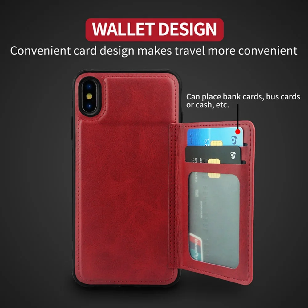 KISSCASE Business Phone Case For iPhone 6 6S 7 8 Plus X XR Card Slot Holder Cover XS MAX Leather |